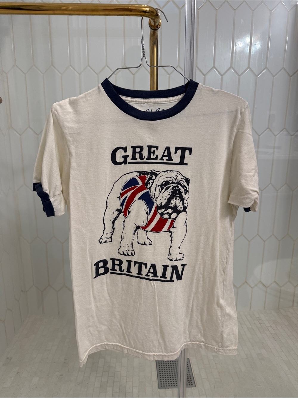 Brandy Melville/John Galt - White Tee with Navy Trim